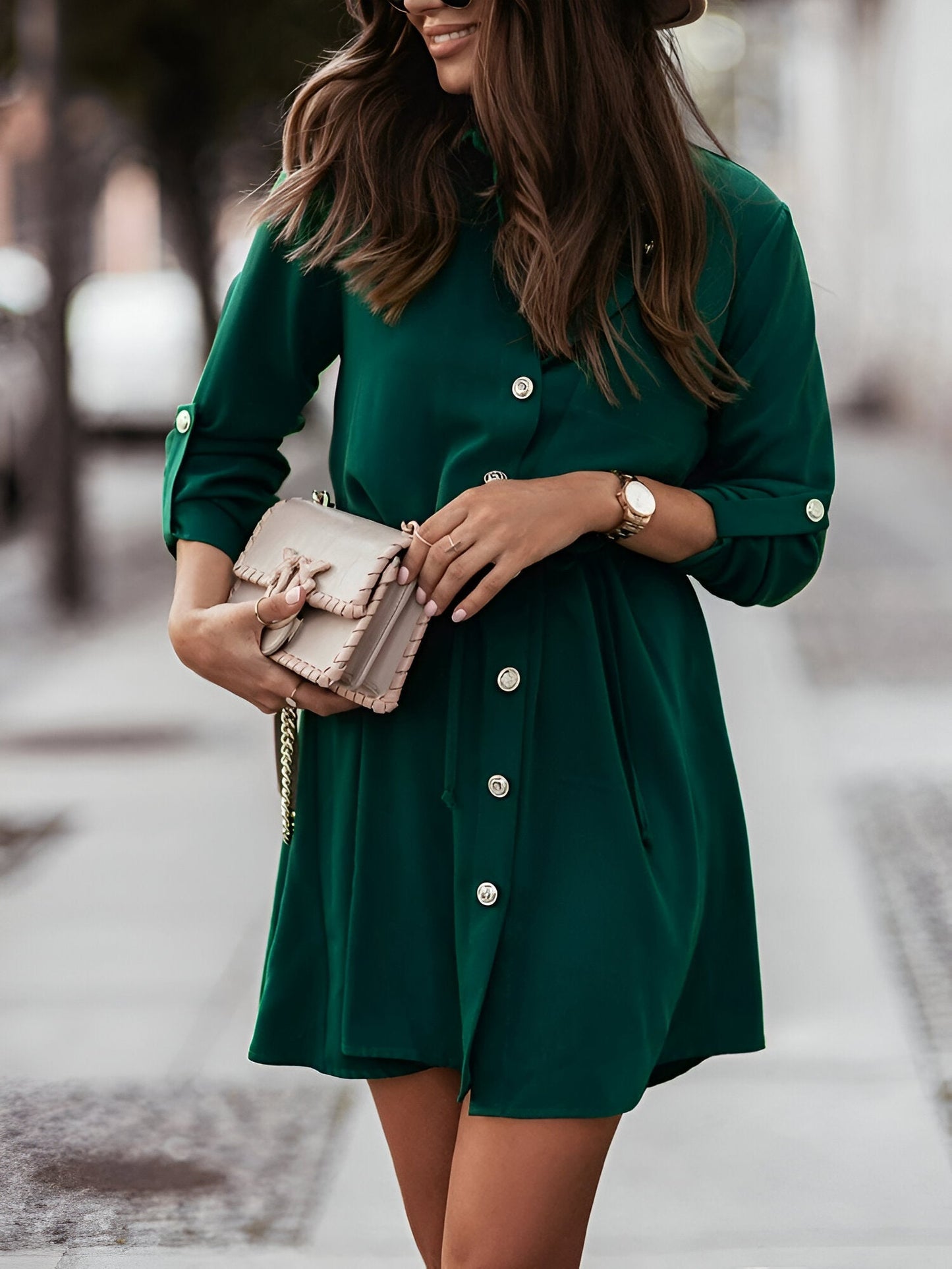 Leandra | Elegantes Langarm-Polo-Kleid