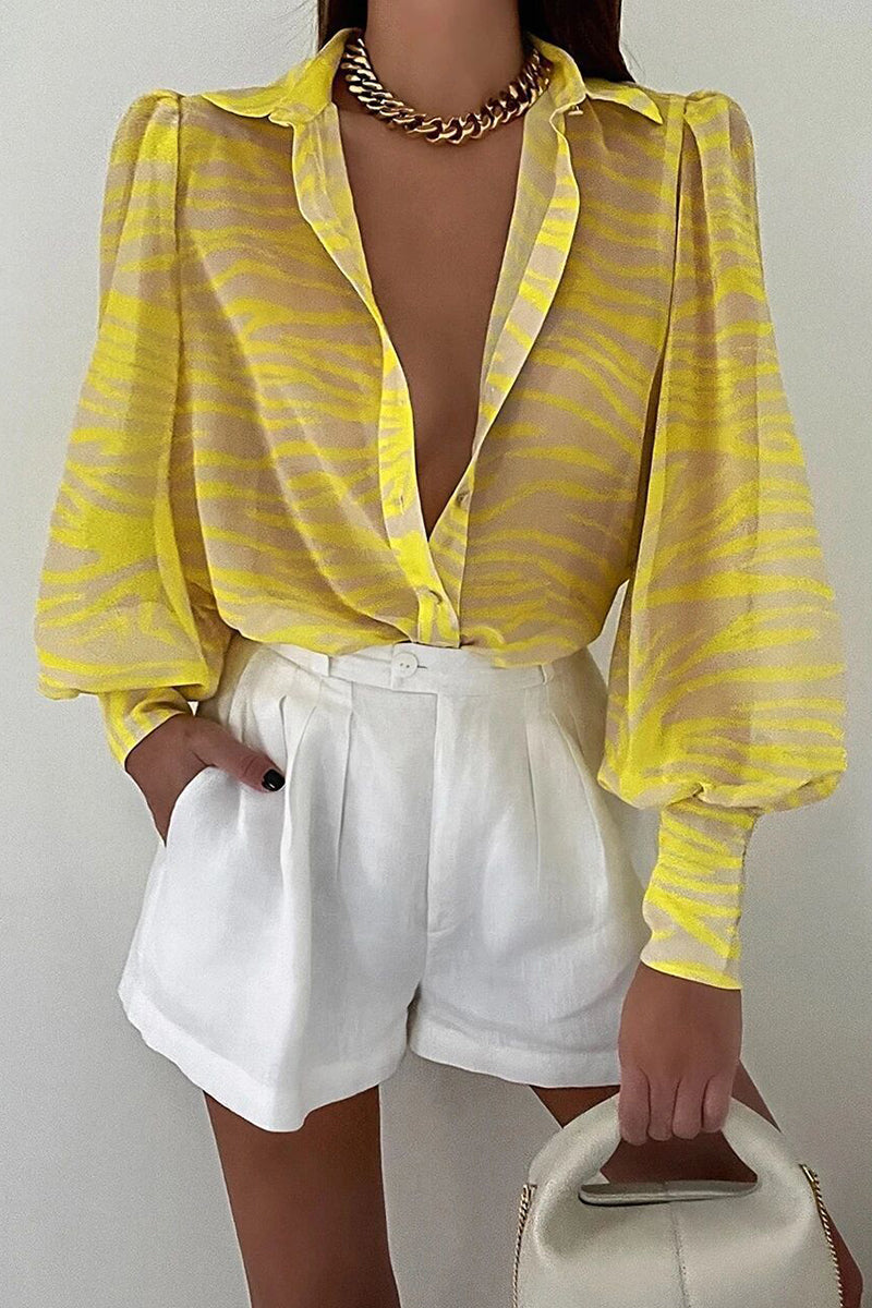 Josette - Bluse mit geblümtem Umlegekragen