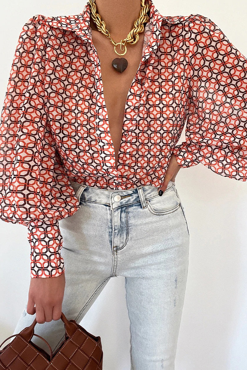Josette - Bluse mit geblümtem Umlegekragen