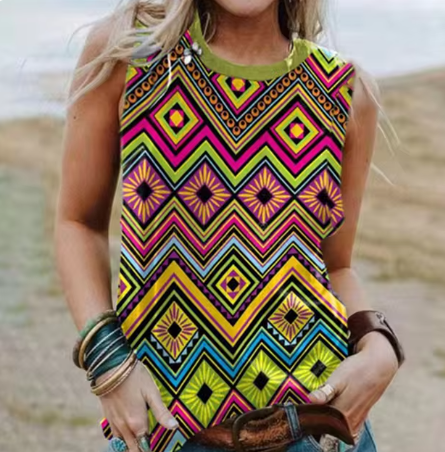 Talina - Geometrie 3d Druck Western Ethnic Style Tanktops