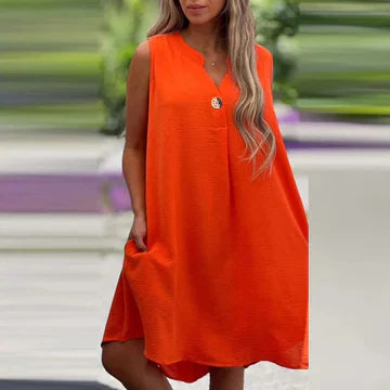 Ilona - Ärmelloses Midikleid mit V-Ausschnitt