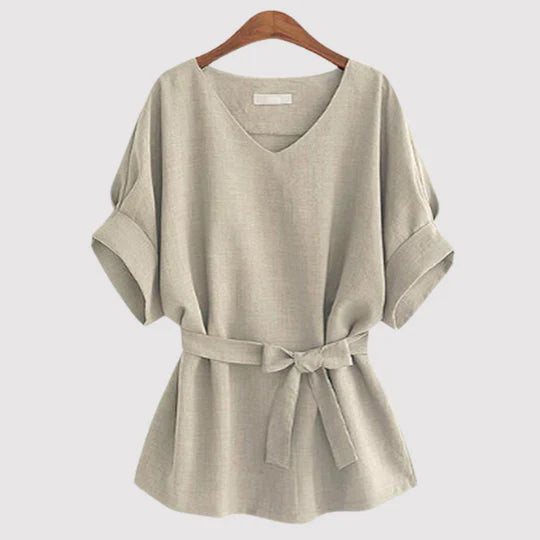 Carina - Kurzärmelige Lockere Bluse