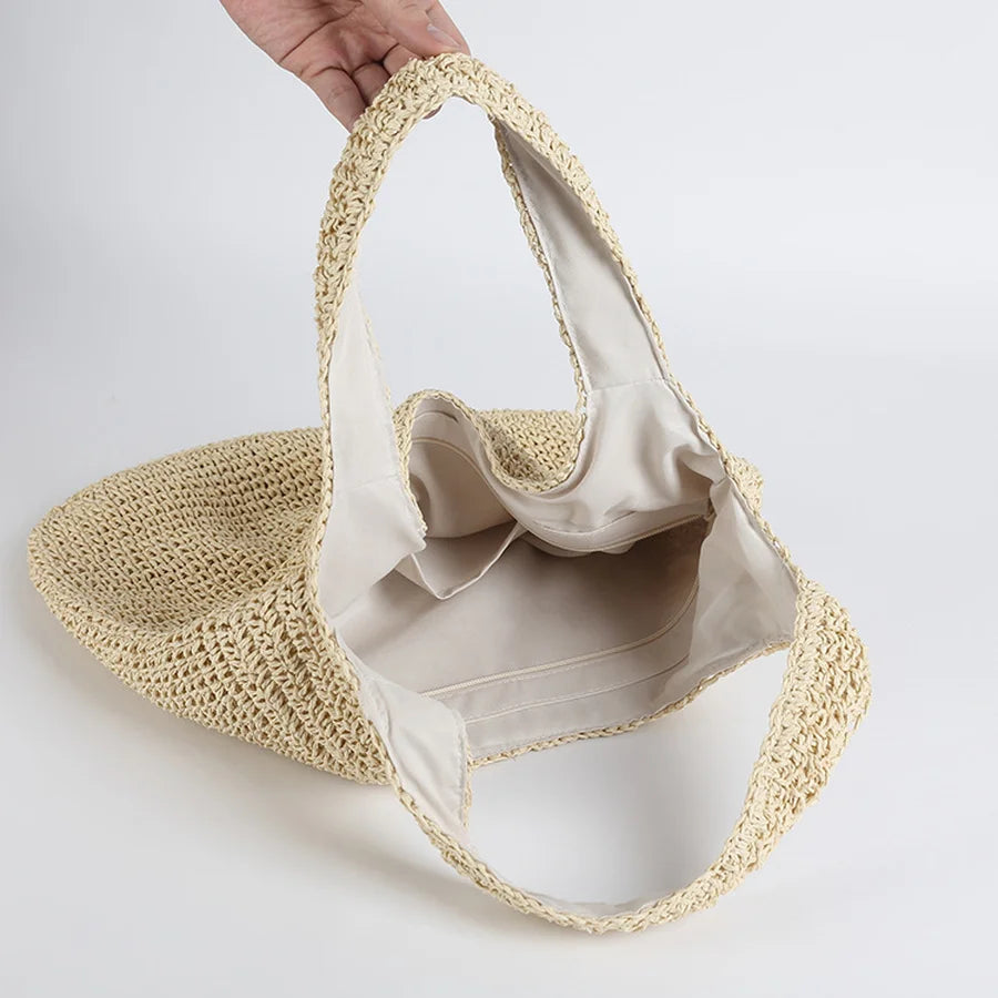 Marlene | Elegante Stroh Strandtasche