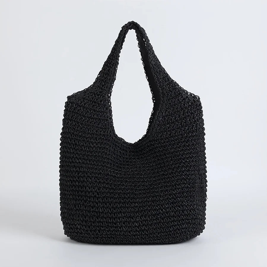 Marlene | Elegante Stroh Strandtasche