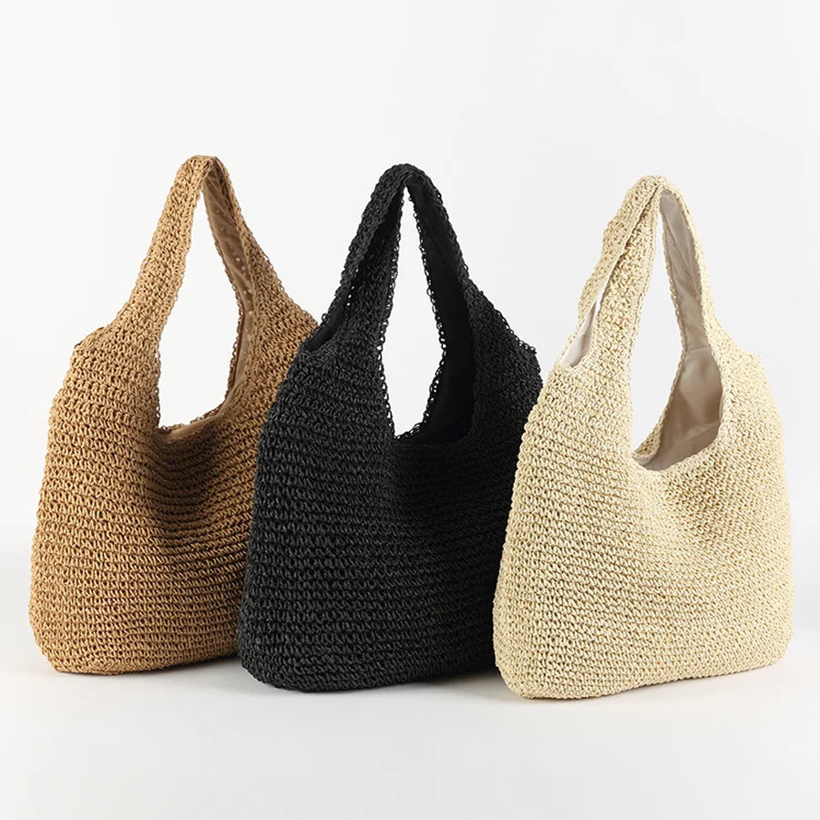 Marlene | Elegante Stroh Strandtasche