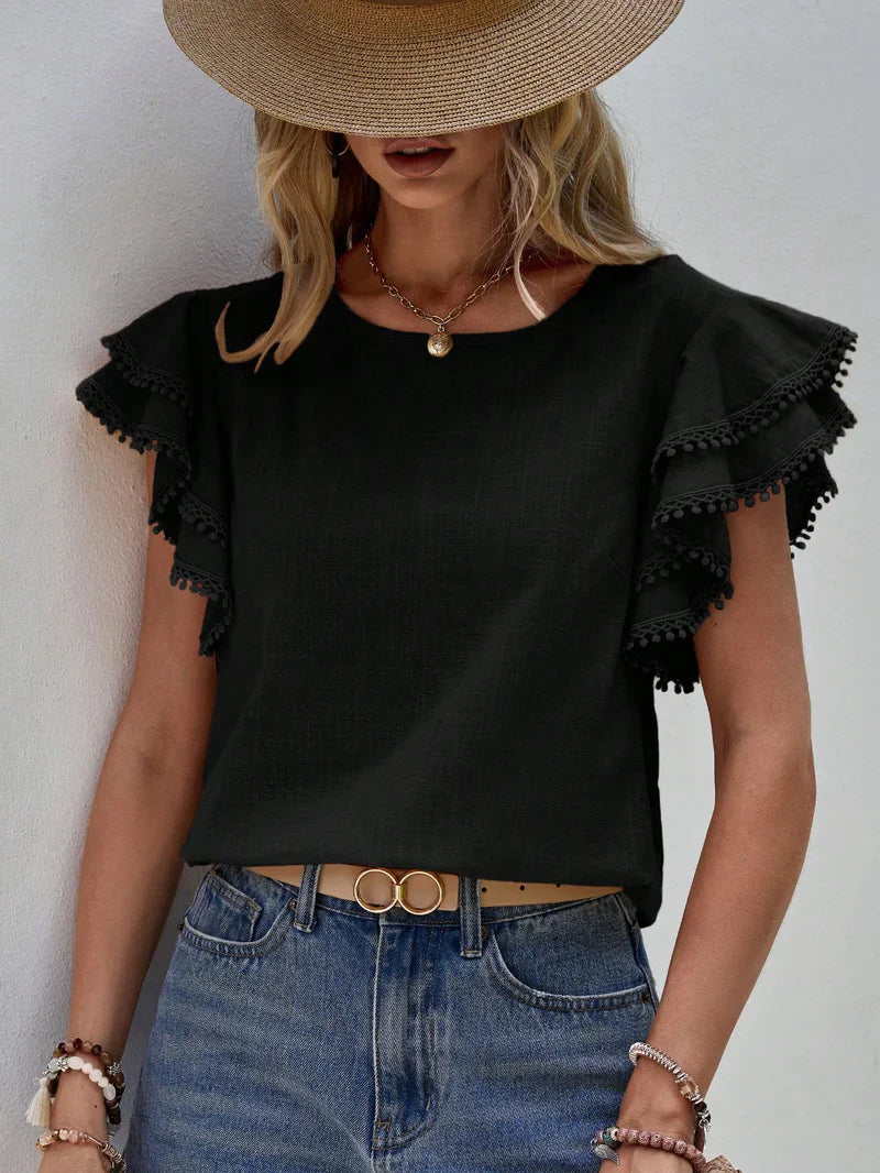 Sofia - Solide Farbe Casual Slim Blusen für Damen