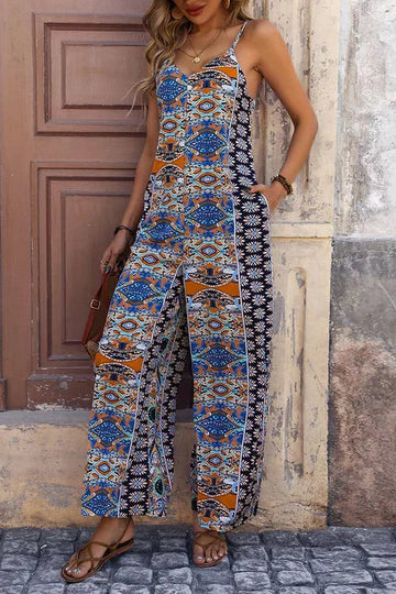 Lisbeth - Ethic Print V-Ausschnitt Cami Jumpsuit
