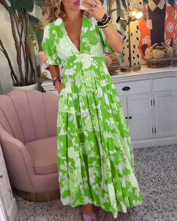 Anna - Elegante Lange Jurk Met V-Hals