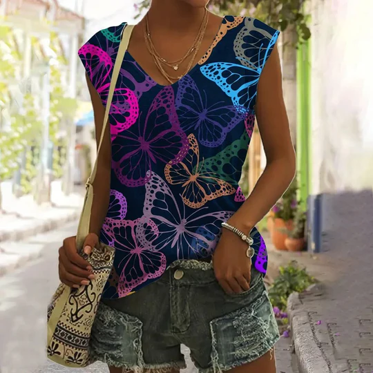 Josephine - Damen-Shirt Mit Schmetterlingsdruck