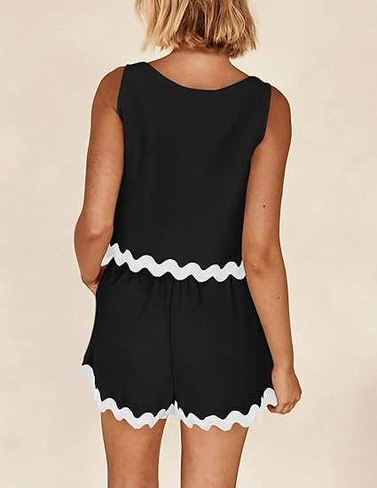 Anne - Damen Rundhalsausschnitt ärmellos mit elastischer Taille Kurz