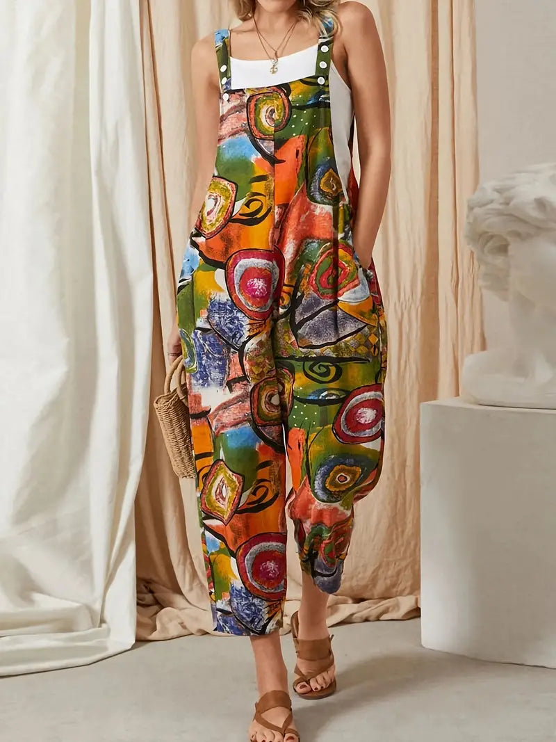 Lassie – Overall mit abstraktem Print, Overall mit Knöpfen
