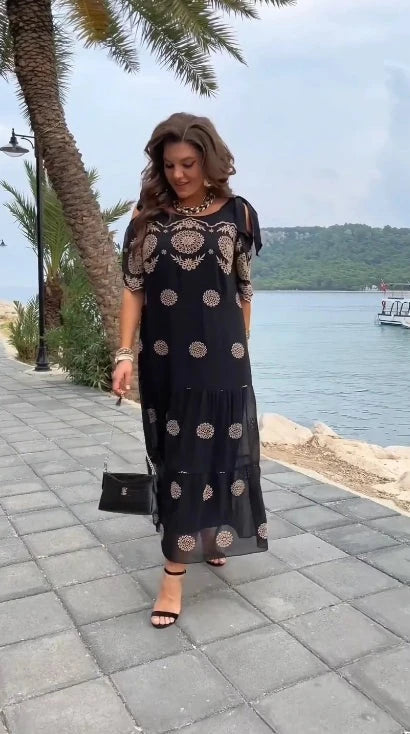 Iduna - Elegantes bedrucktes Kleid
