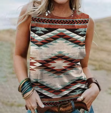 Talina - Geometrie 3d Druck Western Ethnic Style Tanktops