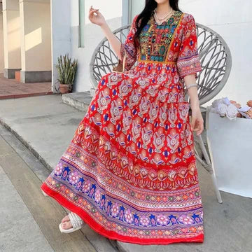 Josefine - Elegantes bedrucktes langes Kleid