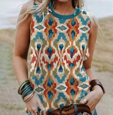 Talina - Geometrie 3d Druck Western Ethnic Style Tanktops