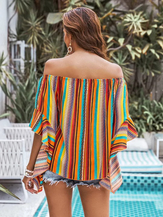 Frida - Bohème Gestreifte Off-Shoulder-Bluse