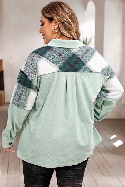Karinaz | Plus-Size kariertes Sakko mit Druckknopfverschluss und Taschen