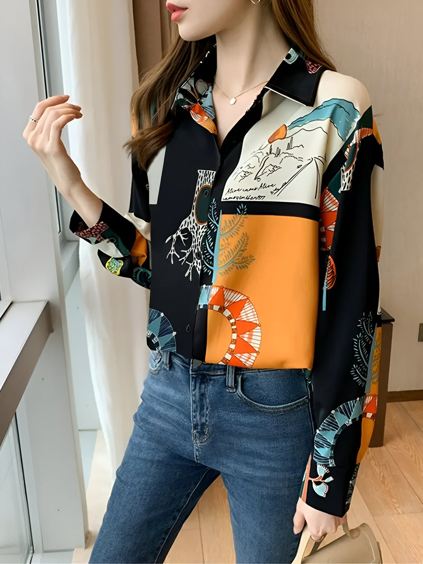 Giorgia | Vintage-inspirierte bedruckte Bluse