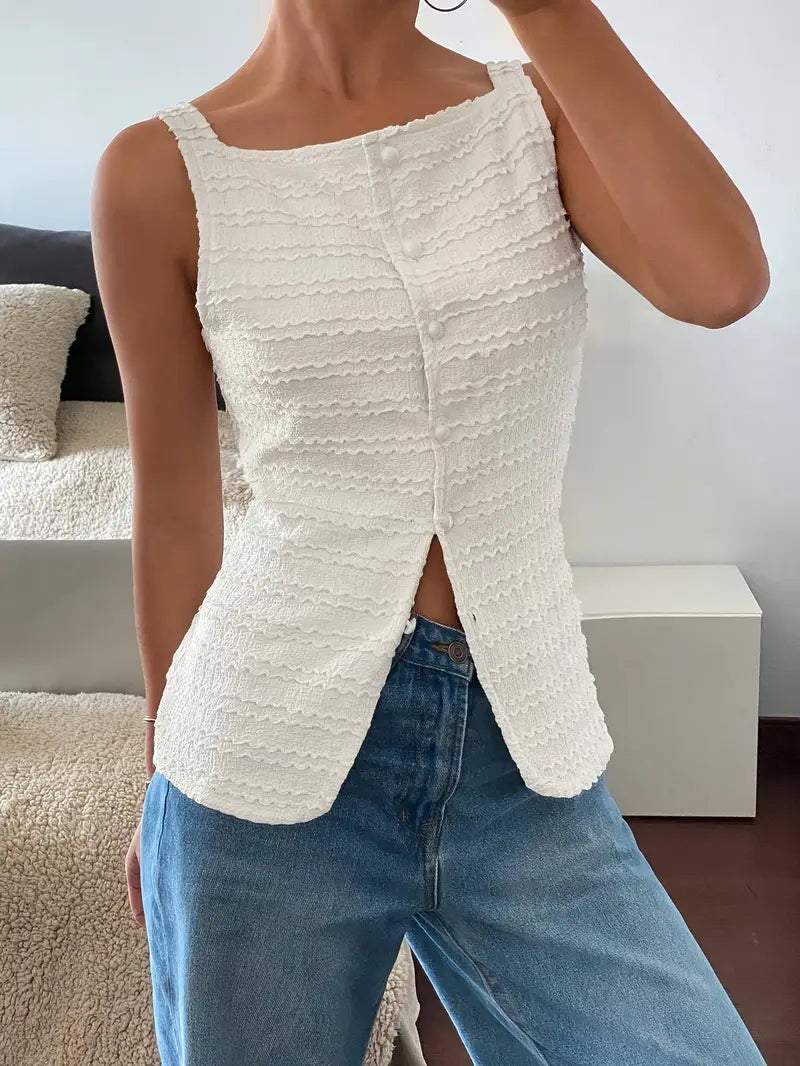 Miriam | Elegante ärmellose Bluse mit quadratischem Kragen