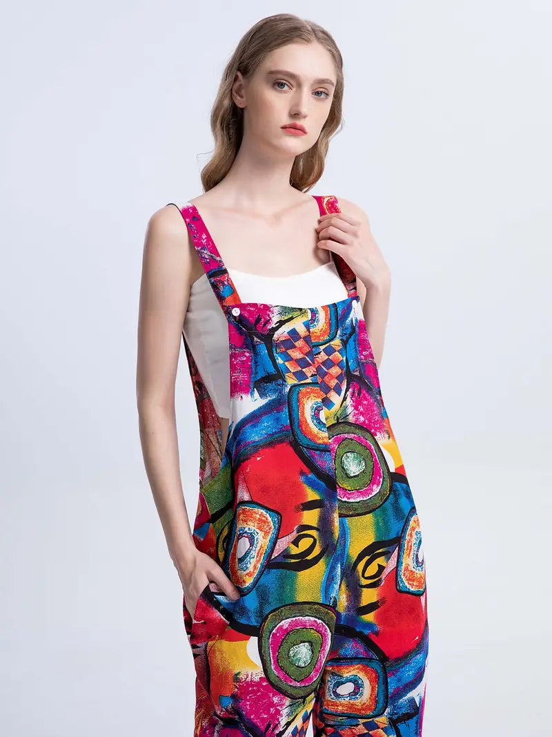 Lassie – Overall mit abstraktem Print, Overall mit Knöpfen