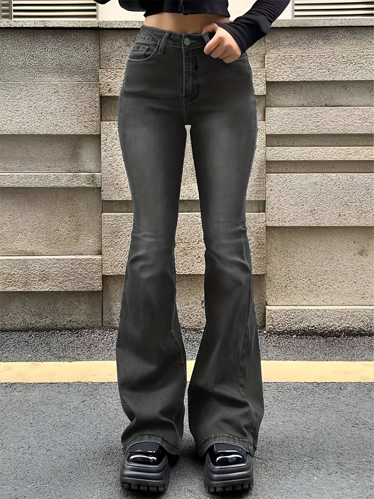 Ivka | High-Waist Flare Stretch Mustache Jeans
