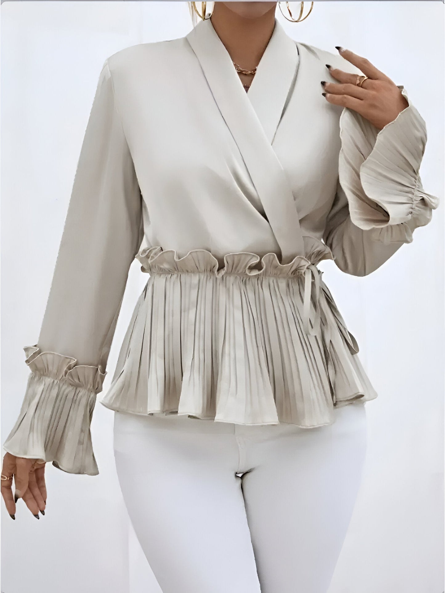 Eliska | Elegantes V-Ausschnitt Bluse mit Faltendetail