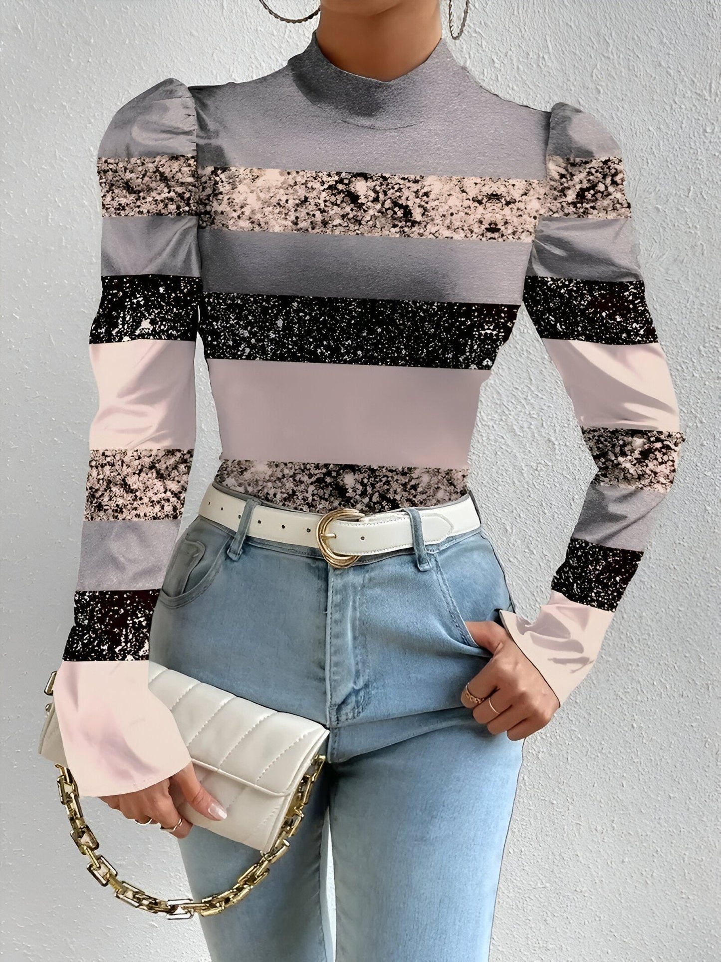 Florinda | Bluse mit Floral Print und Stehkragen