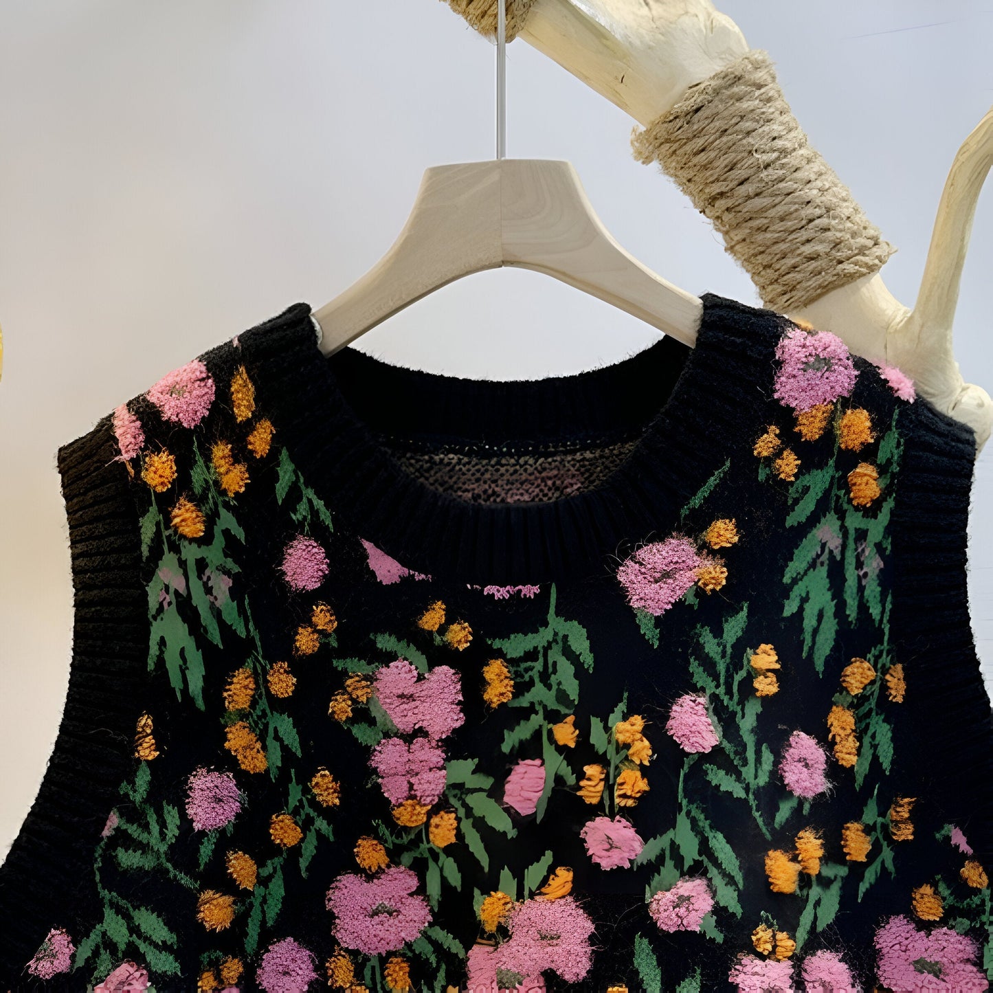 Hariette | Koreanischer Stil Pink Peach Blossom Strickweste