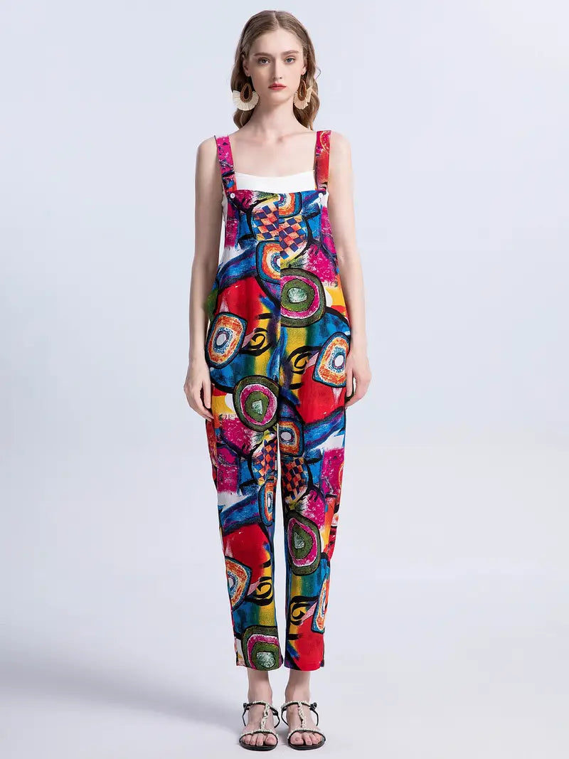 Lassie – Overall mit abstraktem Print, Overall mit Knöpfen