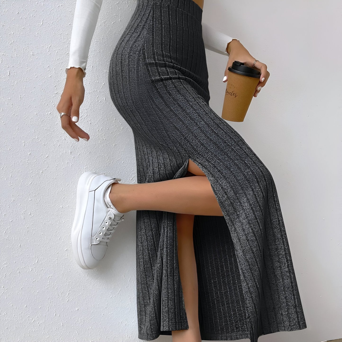 Monika | Strickrock mit Hüftschlitz für Frauen