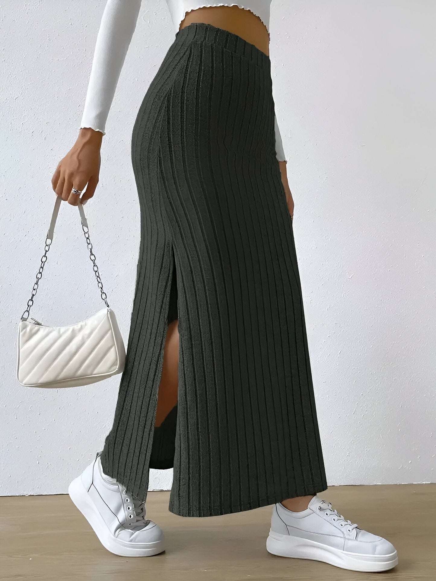 Monika | Strickrock mit Hüftschlitz für Frauen
