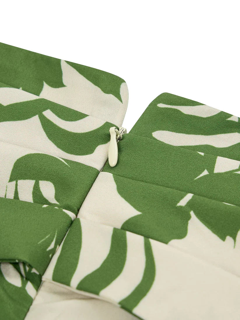 Anita | Grüner und weißer Midirock Sommer