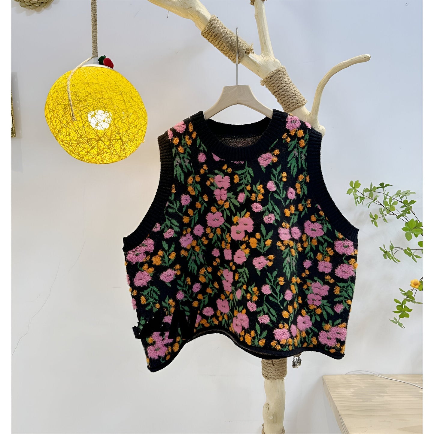 Hariette | Koreanischer Stil Pink Peach Blossom Strickweste