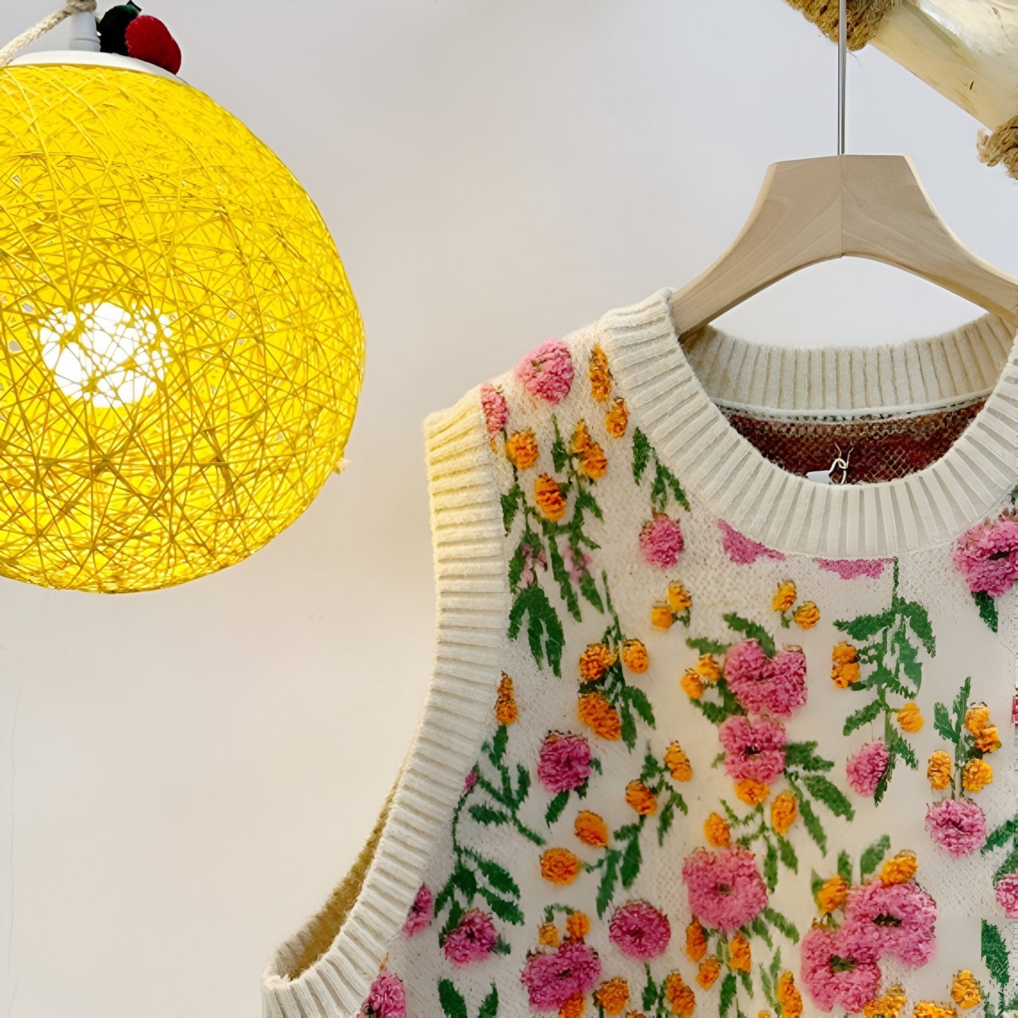 Hariette | Koreanischer Stil Pink Peach Blossom Strickweste