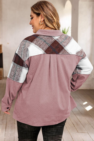 Karinaz | Plus-Size kariertes Sakko mit Druckknopfverschluss und Taschen