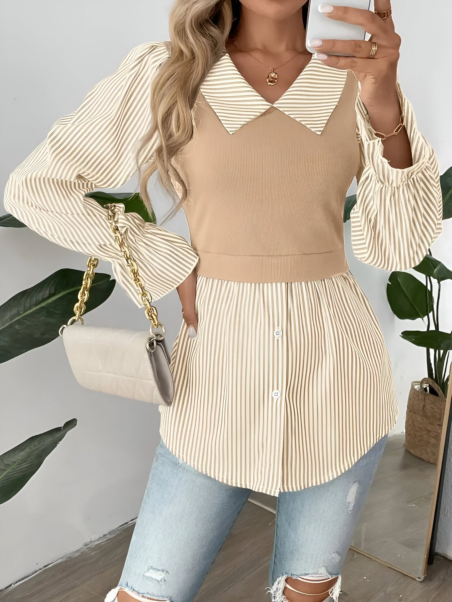 Greta | Stylische Bluse mit Blockstreifen