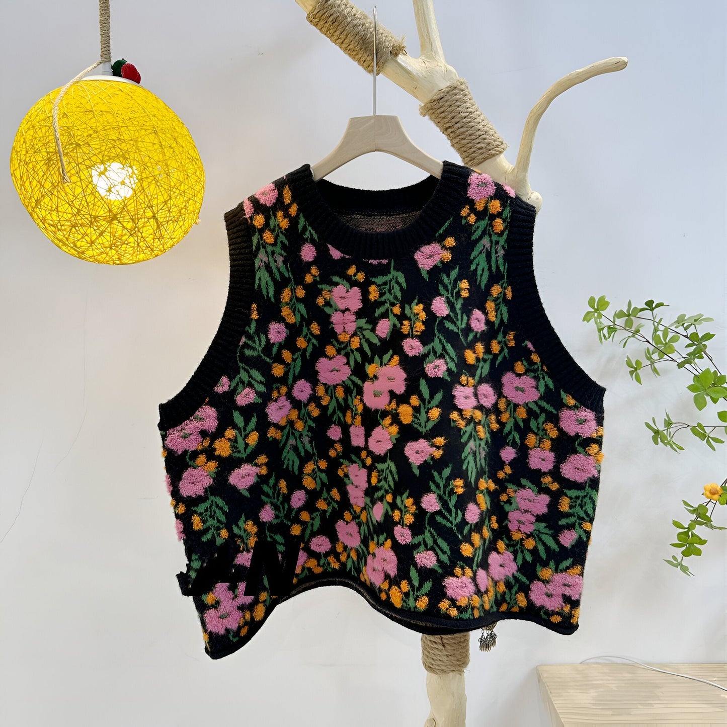Hariette | Koreanischer Stil Pink Peach Blossom Strickweste