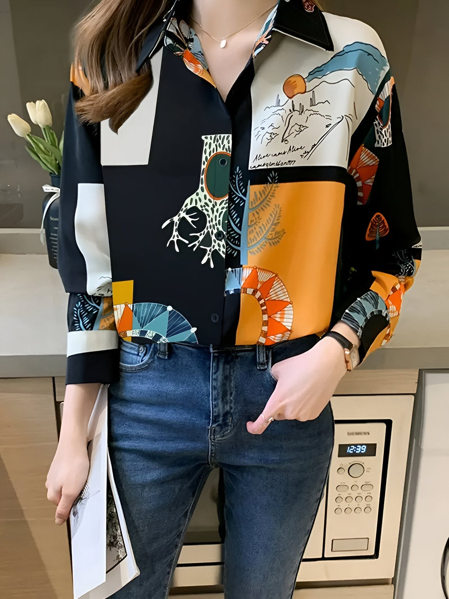 Giorgia | Vintage-inspirierte bedruckte Bluse