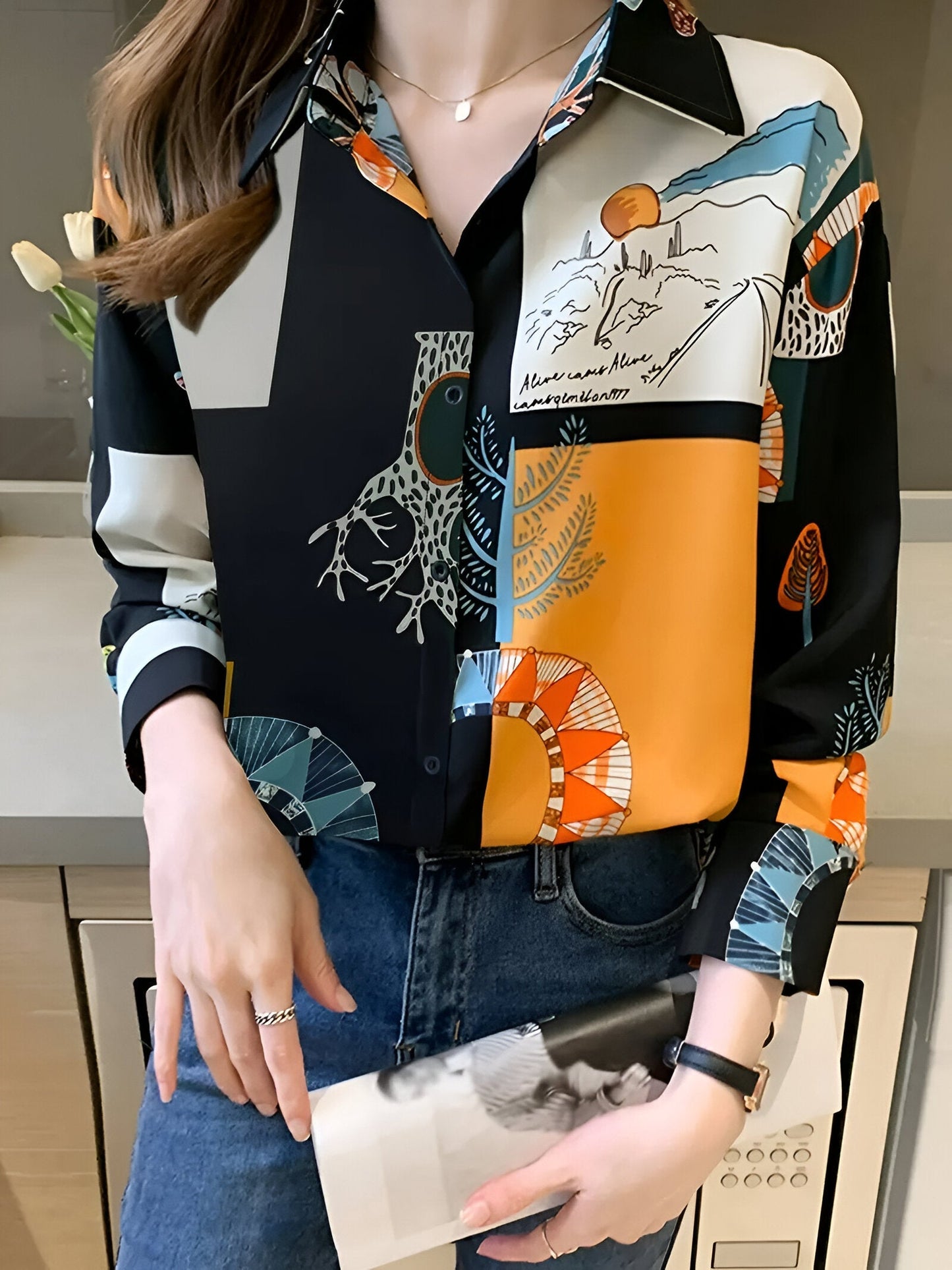 Giorgia | Vintage-inspirierte bedruckte Bluse