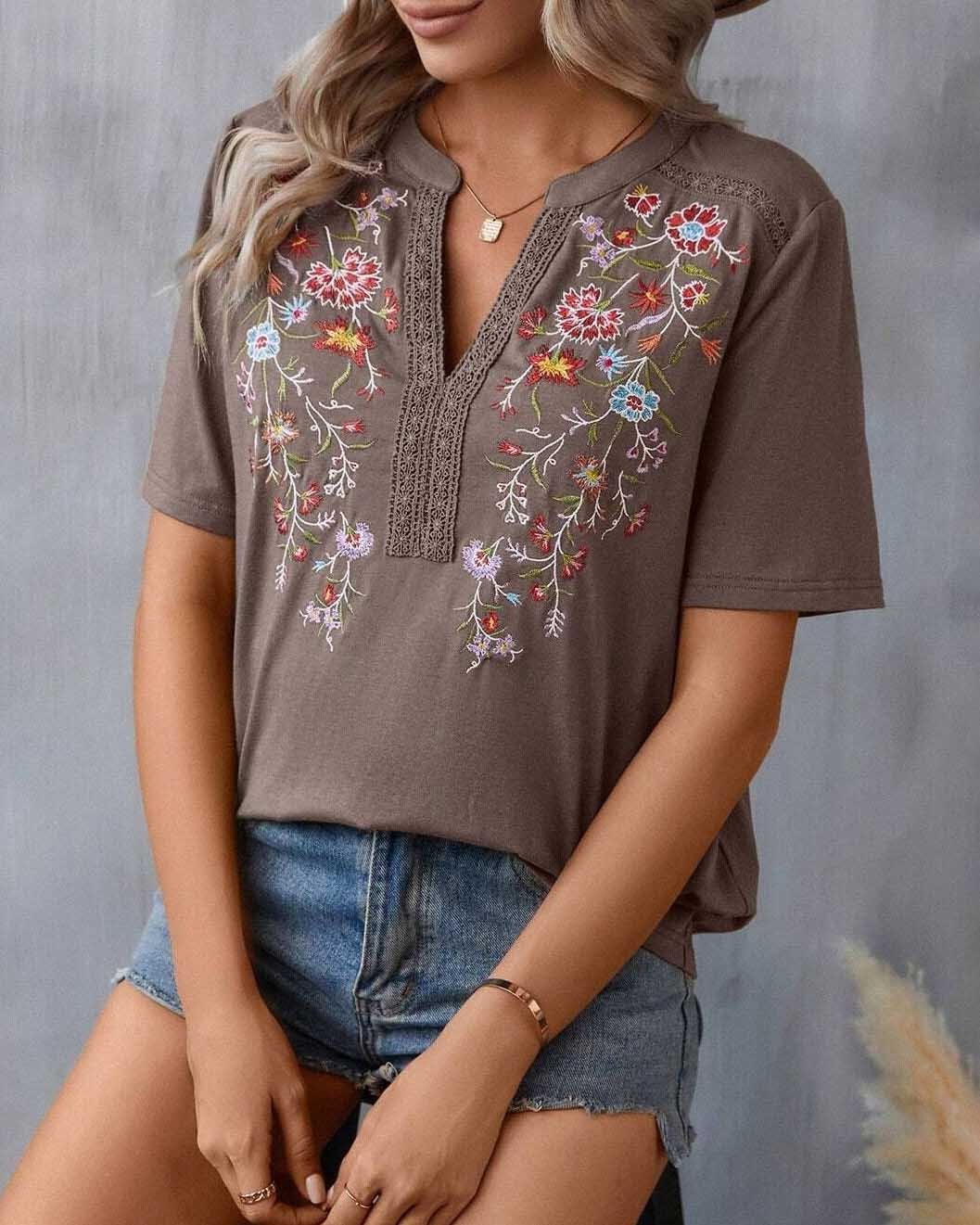 Mesdie | Blumenbestickte Bluse für Damen