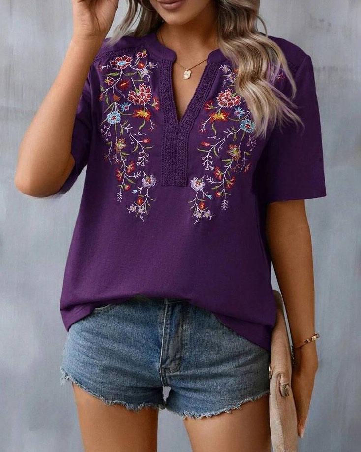 Mesdie | Blumenbestickte Bluse für Damen
