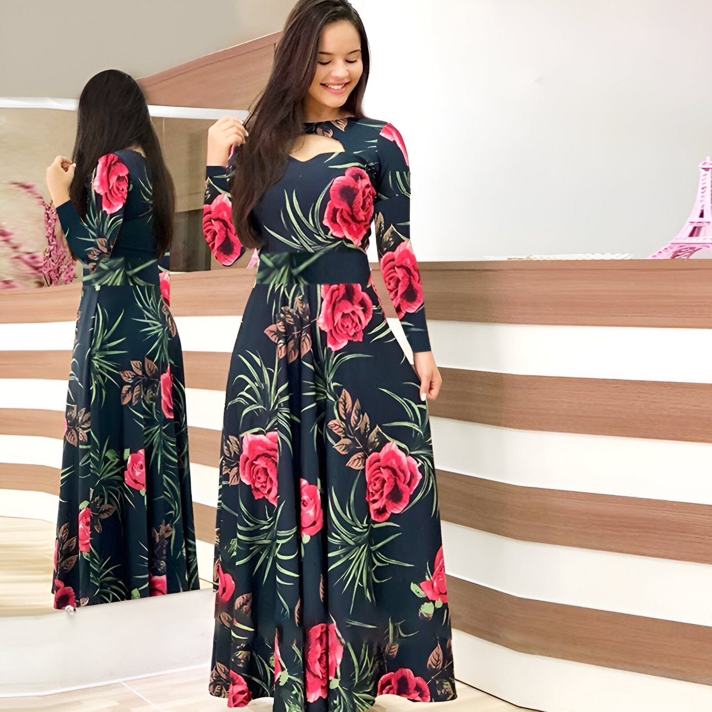 Adela | Elegantes Blumen-Maxikleid für den Herbst