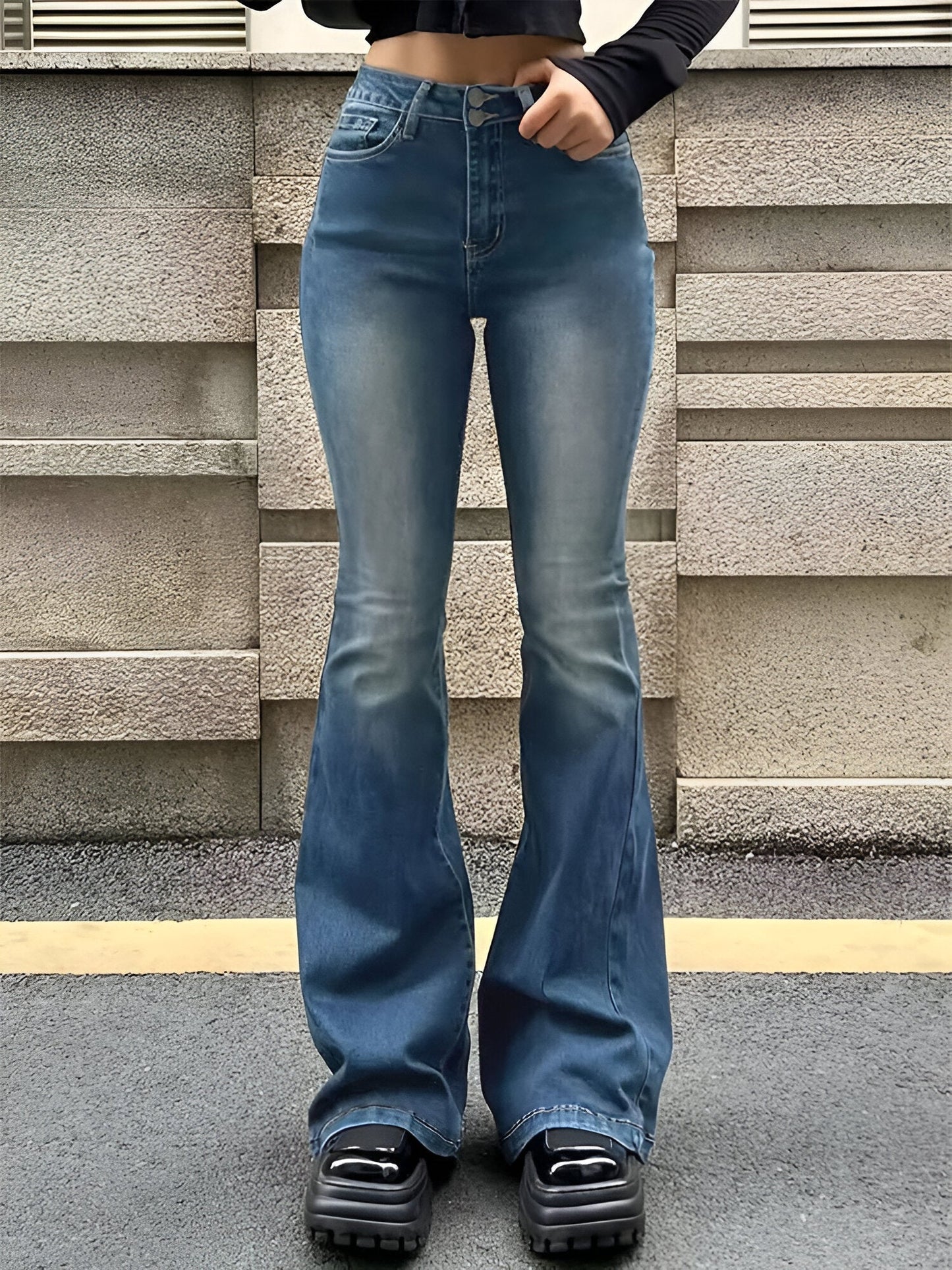 Ivka | High-Waist Flare Stretch Mustache Jeans