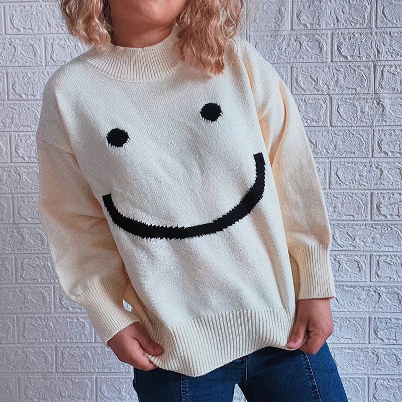 Dimi | Herbst Niedliches Smiley-Muster Langarmshirt