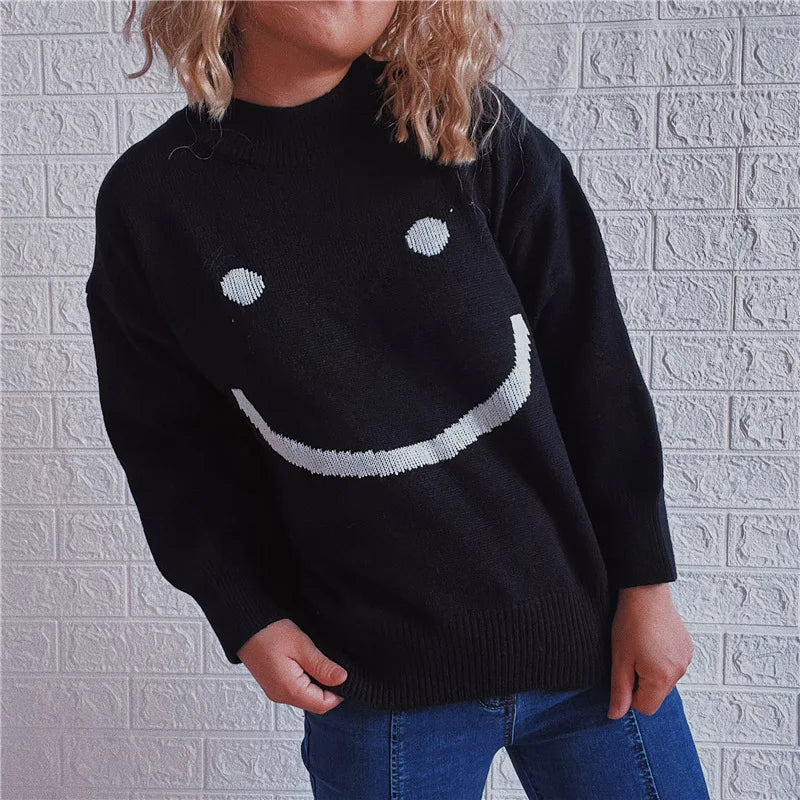 Dimi | Herbst Niedliches Smiley-Muster Langarmshirt