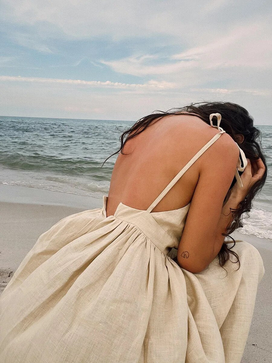 Madleine | Langes Leinen Sommerkleid für Damen