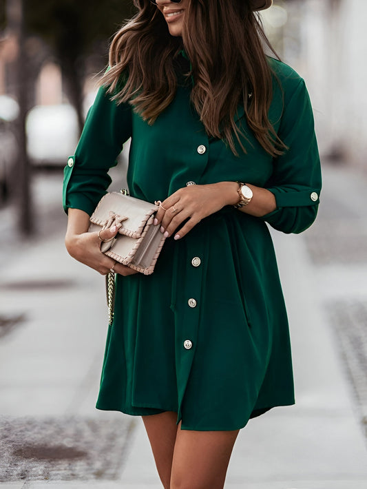 Leandra | Elegantes Langarm-Polo-Kleid