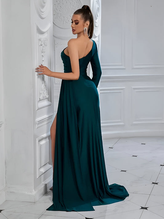 Esmeralda | Elegantes Drapiertes Seidenabendkleid