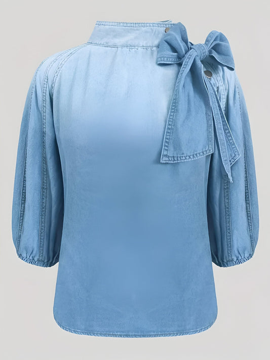 Garance | Elegante Denim-Bluse mit Schleifenfront