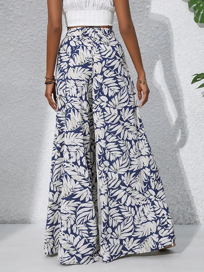 Jacinta | Boho Pflanzenprint Weite Hosen